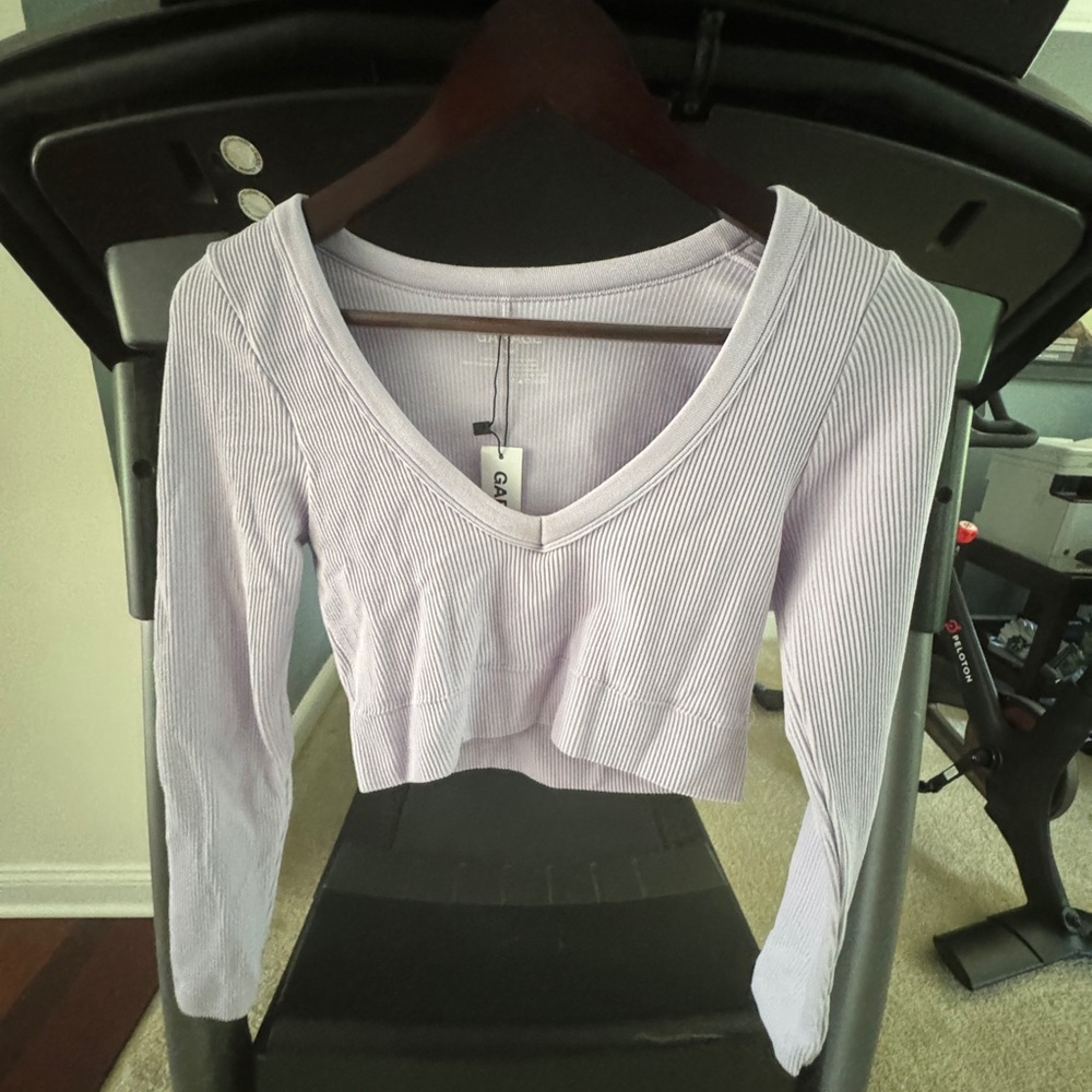 Garage Women's Light Purple Ribbed Crop Top